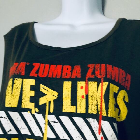 Zumba Dance Women's XL  'Love Over Likes' Open Back Workout Tank Top Green - Picture 4 of 9